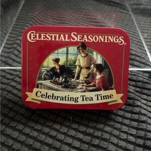 Vintage Celestial Seasonings Red Decorative Collectible Tea Tin